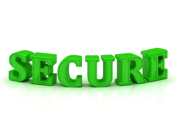 Sicherheits-Beschriftung mit leuchtend grünen Buchstaben auf weißem Grund — Stockfoto