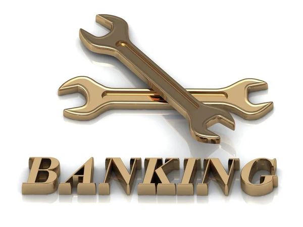 BANKING- inscription of metal letters and 2 keys — Stock Photo, Image