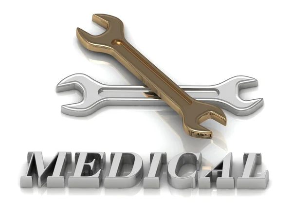 MEDICAL- inscription of metal letters and 2 keys — 图库照片