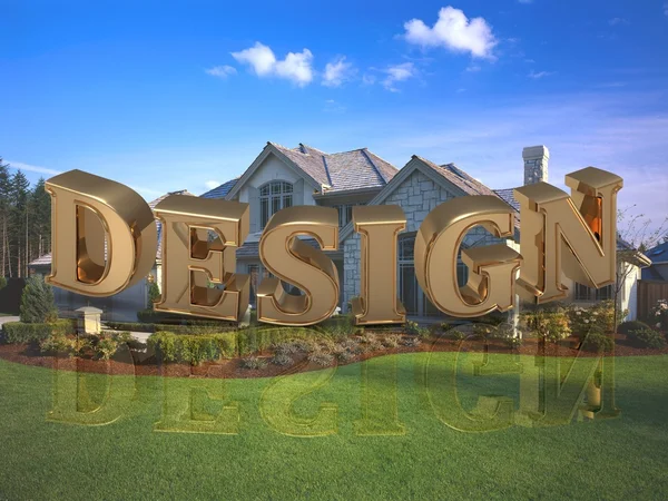 DESIGN- inscription of bright gold letters on garden — Stock Photo, Image