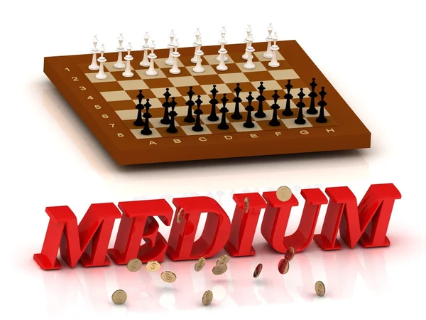 Medium - Beschriftung mit grünen Buchstaben und Schach — Stockfoto