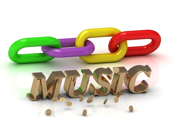 MUSIC- inscription of gold letters and chain — Stock Photo, Image