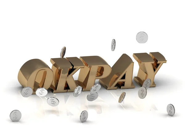 Okpay - heldere gouden letters en geld — Stockfoto