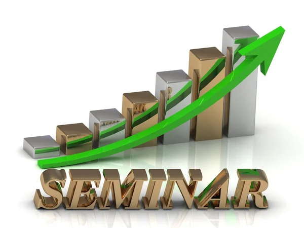 SEMINAR- inscription of gold letters and Graphic growth — Stock Photo, Image