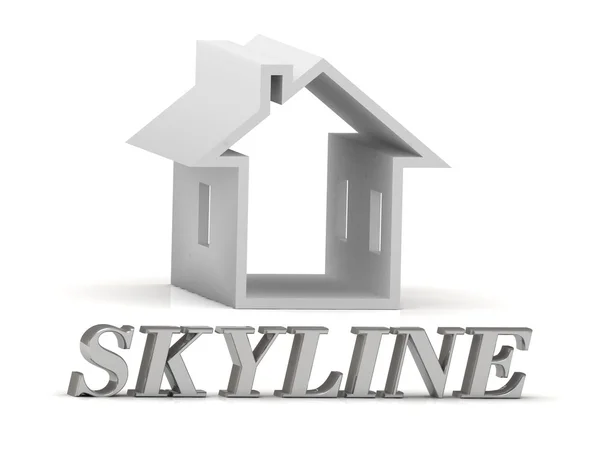 SKYLINE- inscripción de letras de plata y casa blanca — Foto de Stock