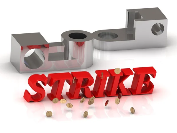 Strike - felirat piros betűkkel és ezüst — Stock Fotó