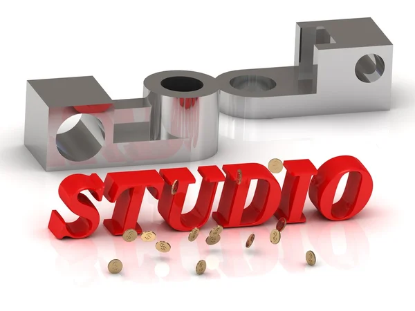 STUDIO - inscription of red letters and silver details — Stock Photo, Image