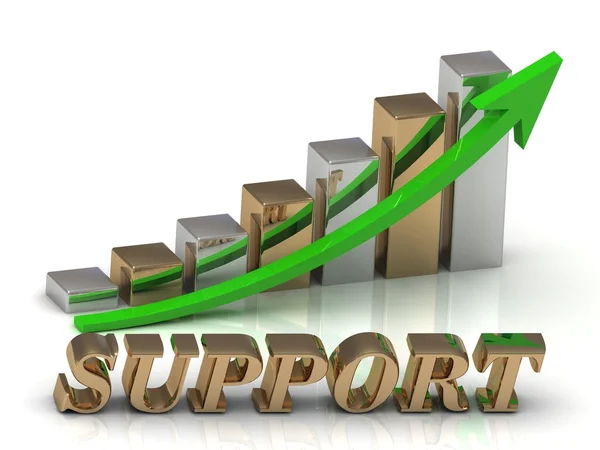 SUPPORT- inscription of gold letters and Graphic growth — Stock Photo, Image