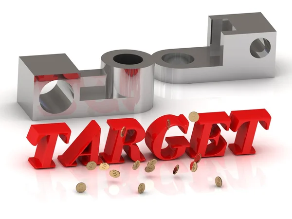 Target - inscriptie van rode letters en zilveren details — Stockfoto