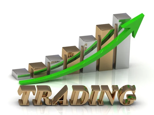 COMERCIO- inscripción de letras de oro y crecimiento gráfico —  Fotos de Stock