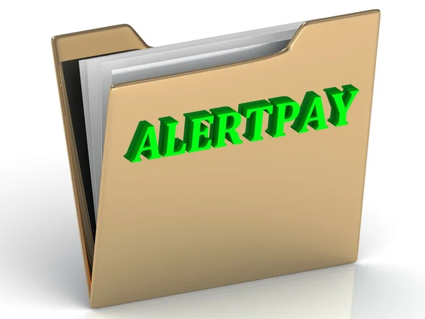 ALERTPAY - bright letters on a gold folder — Stock Photo, Image