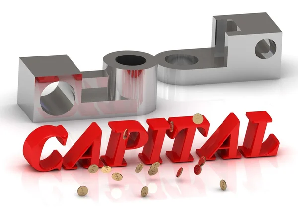 CAPITAL- inscripción de letras rojas y detalles de plata — Foto de Stock