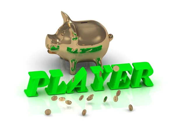 Oyuncu-yazıt yeşil harfler ve altın domuzcuk — Stok fotoğraf