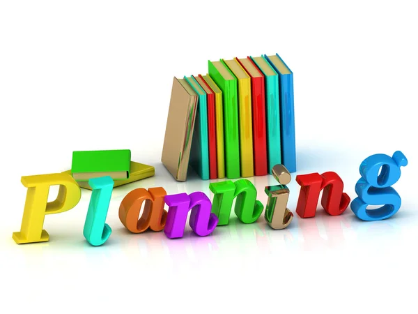 Planning inscription bright volume letter and colour books — Stock Photo, Image