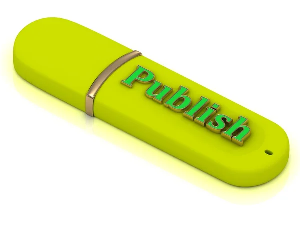 Publish - inscription bright volume letter on USB — Stock Photo, Image