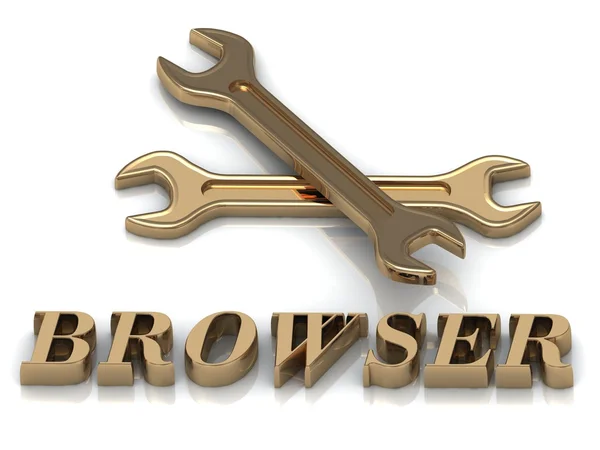 Browser-inscriptie van metalen letters en 2 sleutels — Stockfoto