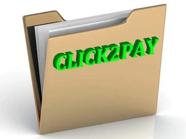CLICK2PAY- bright color letters on a gold folder — Stock Photo, Image