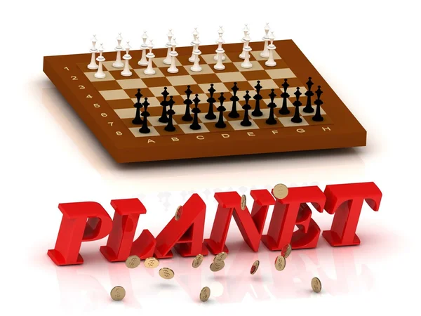 Planet- Beschriftung von Farbbuchstaben und Schach auf — Stockfoto