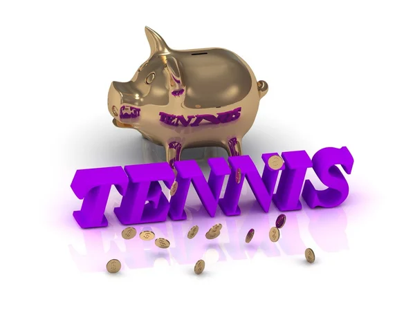 Tennis-inskrift av gröna bokstäver och guld Piggy — Stockfoto