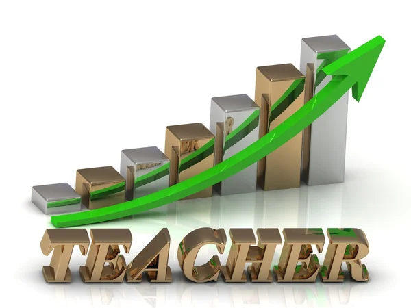 Öğretmen-yazıt altın harf ve grafik büyüme — Stok fotoğraf