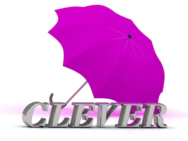 CLEVER- напис срібними літерами та парасолькою — стокове фото