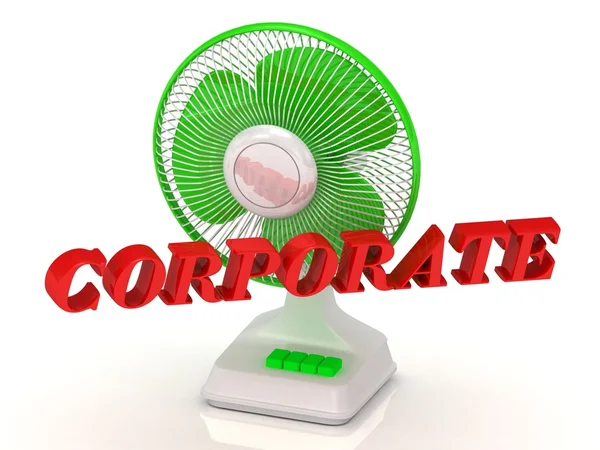 CORPORATE- Hélice de ventilador verde y letras de color brillante —  Fotos de Stock