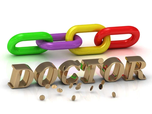 DOCTOR- inscripción de letras brillantes y cadena de color — Foto de Stock