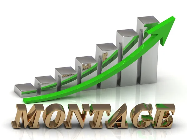 MONTAGE- inscrição de letras douradas e crescimento gráfico — Fotografia de Stock