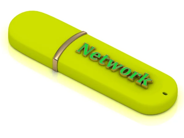 Network  - inscription bright volume letter on USB — Stock Photo, Image