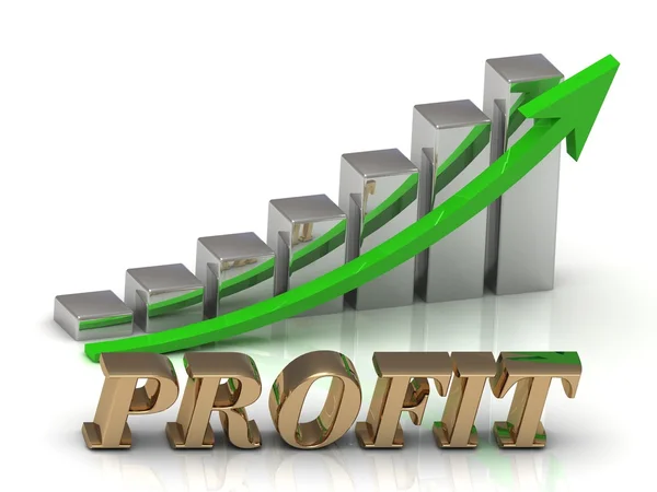 Profit-felirat arany betűkkel és a grafikai növekedés — Stock Fotó