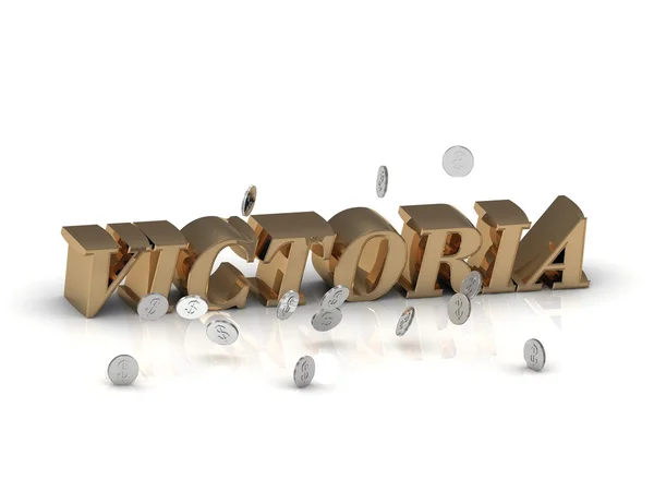 VICTORIA- inscription of gold letters on white background — Stock Photo, Image