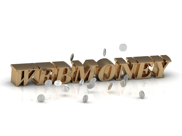 WEBMONEY - inscription of gold letters on white — Stock Photo, Image