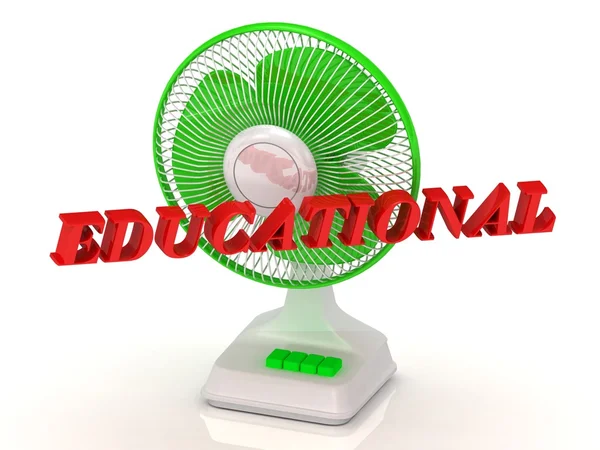 EDUCATIONAL- Green Fan propeller and bright color letters — Stock Photo, Image