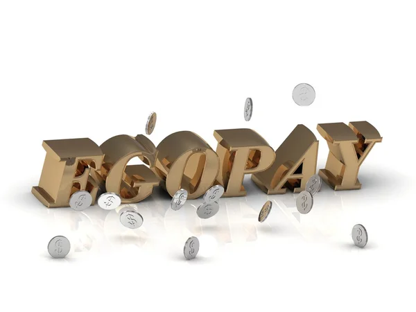 EGOPAY- inscription of gold letters on white background — Stock Photo, Image