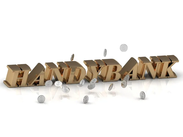 HANDYBANK - inscripción de letras de oro sobre blanco — Foto de Stock