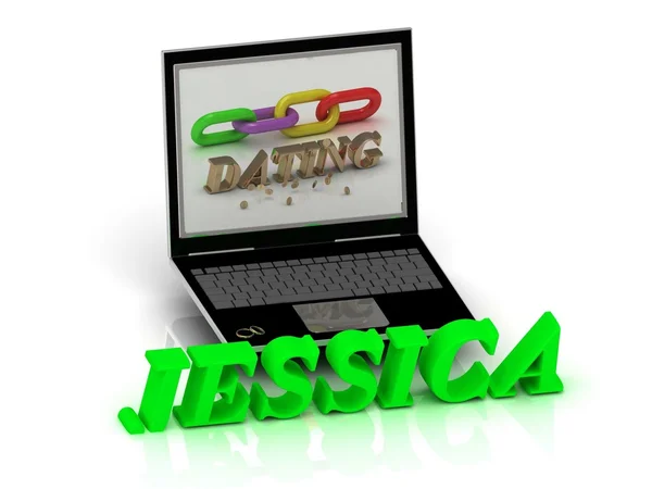 JESSICA- Name and Family bright letters near Notebook — Stock Photo, Image