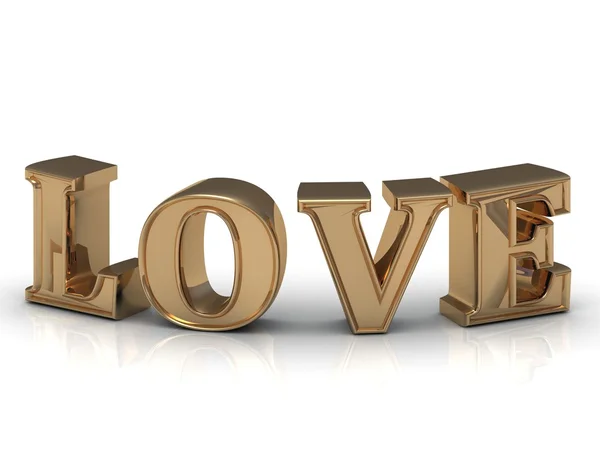 LOVE- inscription of bright gold letters on white — Stock Photo, Image