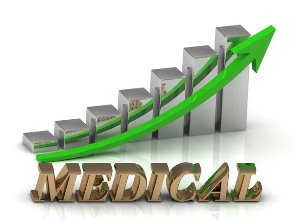 MEDICAL- inscripción de letras de oro y crecimiento gráfico — Foto de Stock