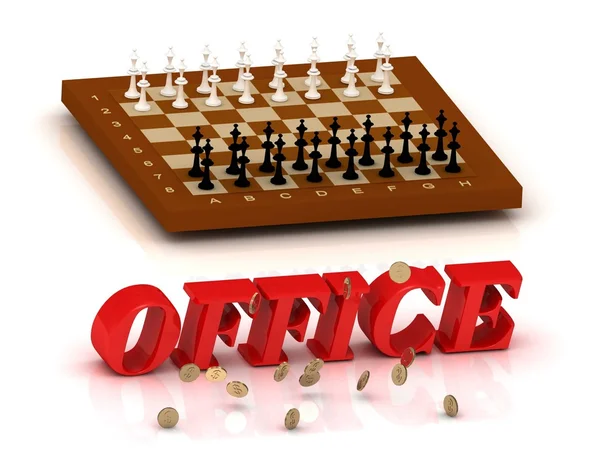 Office-felirat színes betűk és a sakk — Stock Fotó