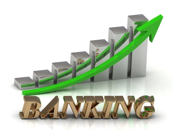 BANKING- inscription of gold letters and Graphic growth — Stock Photo, Image