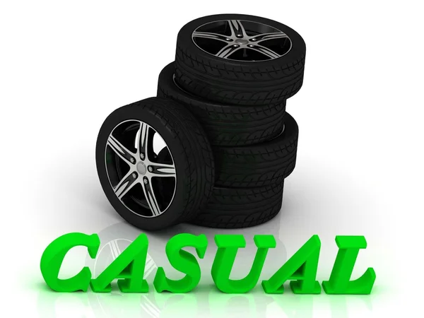 CASUAL - letras brillantes y llantas mashine ruedas negras — Foto de Stock