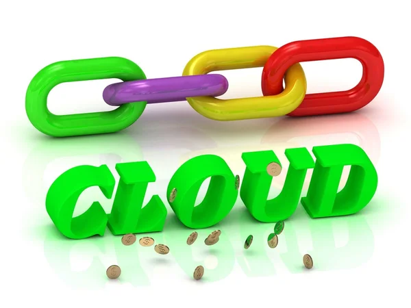 CLOUD- iscrizione di lettere luminose e catena di colori — Foto Stock