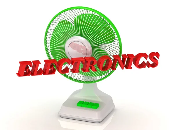ELECTRÓNICAS- Hélice de ventilador verde e letras coloridas brilhantes — Fotografia de Stock