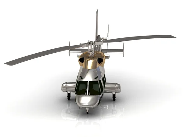 Framifrån av Silver helikopter — Stockfoto