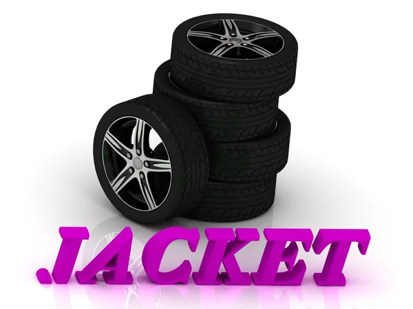 JACKET- bright letters and rims mashine black wheels — Stock Photo, Image