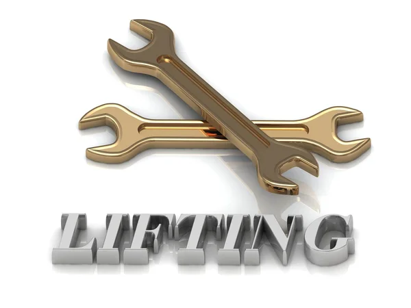 LIFTING- напис з металевих літер і 2 ключів — стокове фото