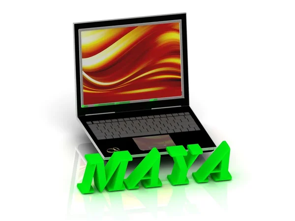 MAYA- Name and Family bright letters near Notebook — Stock Photo, Image