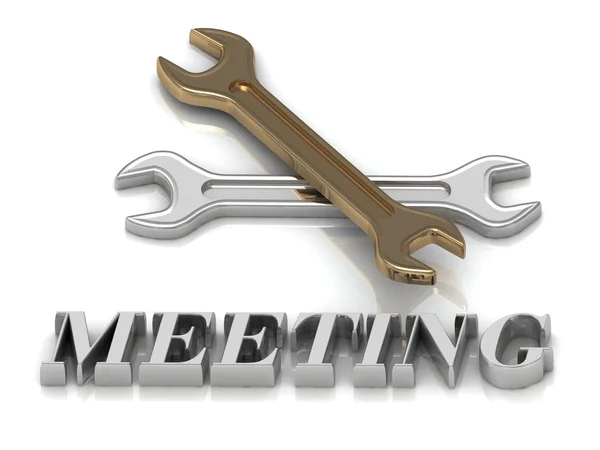 Treffen - Beschriftung von Metallbuchstaben und 2 Schlüsseln — Stockfoto