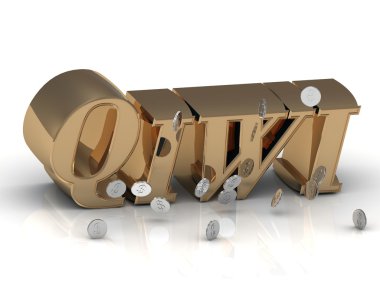 Qiwi - altın harfler beyaz arka plan üzerinde yazıt