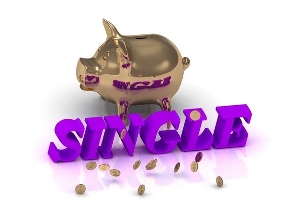 SINGLE- inscripción de letras verdes y oro Piggy — Foto de Stock